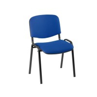 Iso-Stuhl mit schwarzer Epoxy-Struktur und Baly-Polsterung (Textil) in Blau
